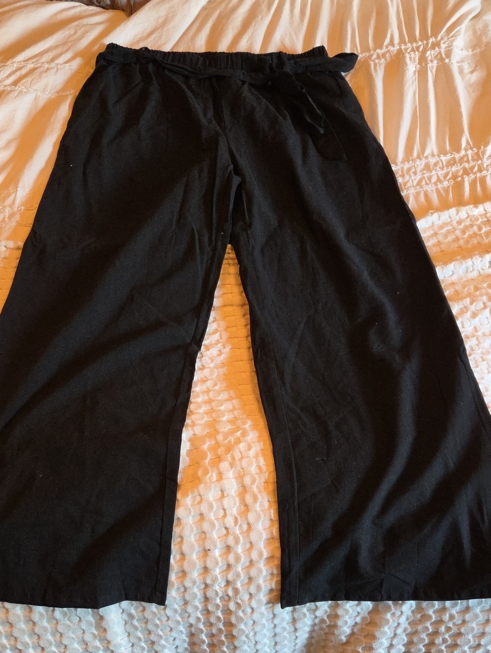 Black Wide-Leg Pull-On Pants